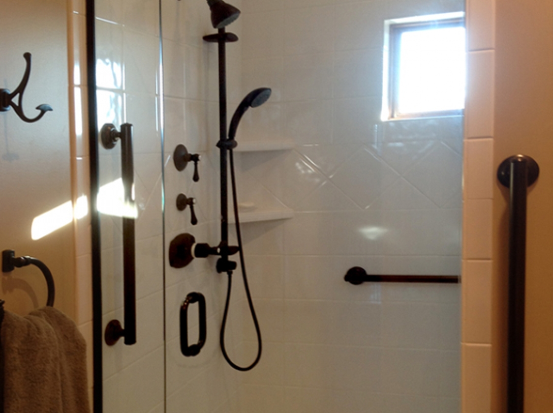Queen Bedroom Bathroom Shower - of Buttercup Haven - Franklin Vacation Rental NC